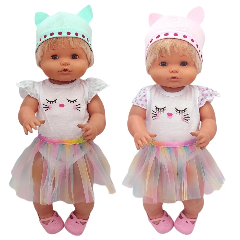 For 40cm Nenuco Doll Clothes 17" Baby Doll Blue Flower Dress Toys Clothing