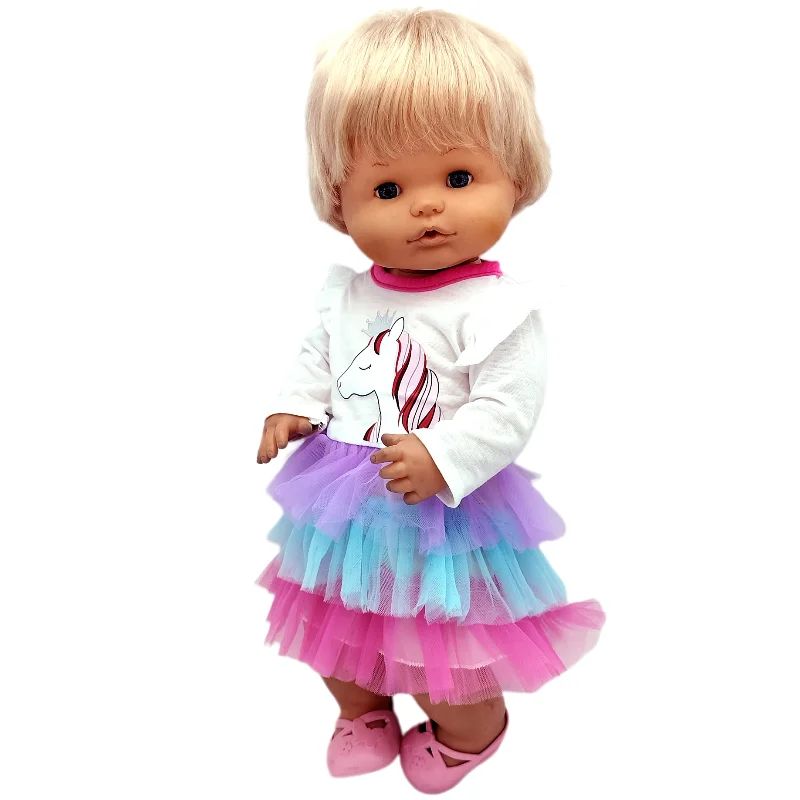 For 40cm Nenuco Doll Clothes 17" Baby Doll Blue Flower Dress Toys Clothing