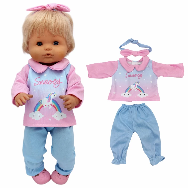 For 40cm Nenuco Doll Clothes 17" Baby Doll Blue Flower Dress Toys Clothing