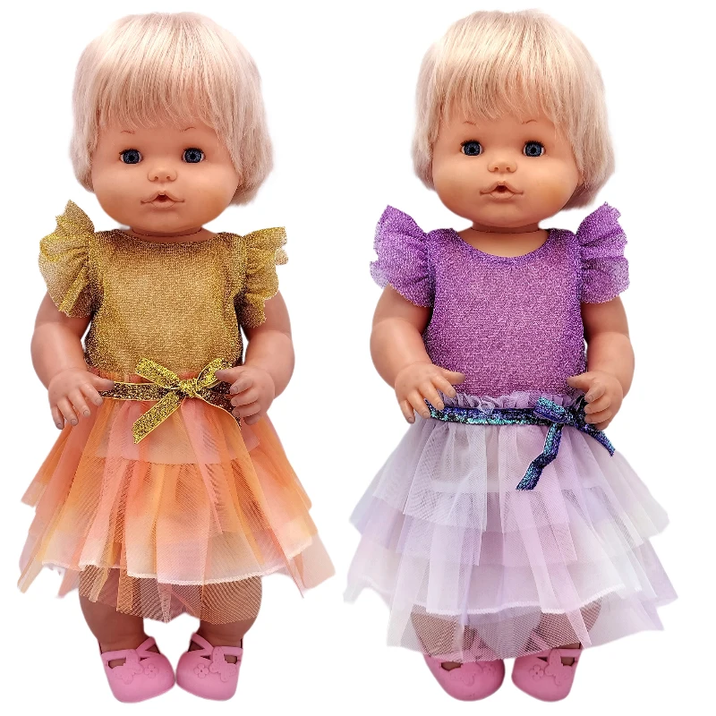 For 40cm Nenuco Doll Clothes 17" Baby Doll Blue Flower Dress Toys Clothing