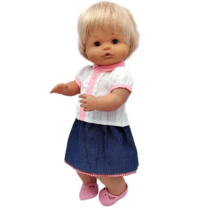 For 40cm Nenuco Doll Clothes 17" Baby Doll Blue Flower Dress Toys Clothing