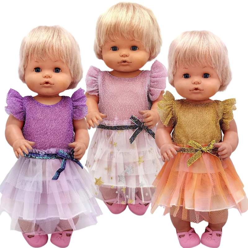 For 40cm Nenuco Doll Clothes 17" Baby Doll Blue Flower Dress Toys Clothing
