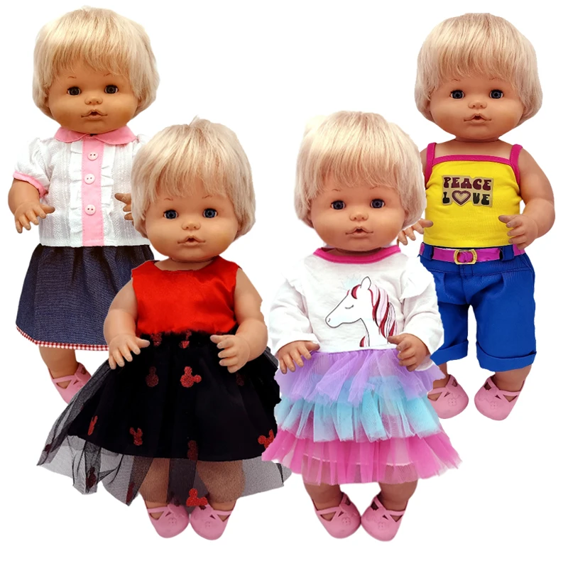 For 40cm Nenuco Doll Clothes 17" Baby Doll Blue Flower Dress Toys Clothing