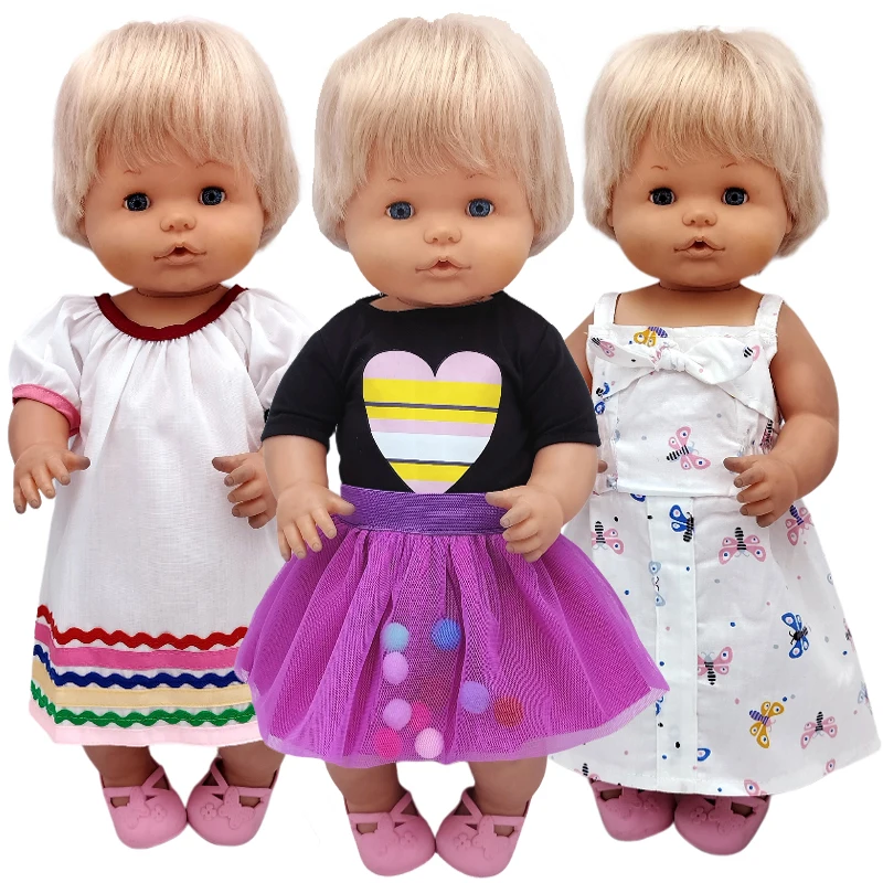 For 40cm Nenuco Doll Clothes 17" Baby Doll Blue Flower Dress Toys Clothing