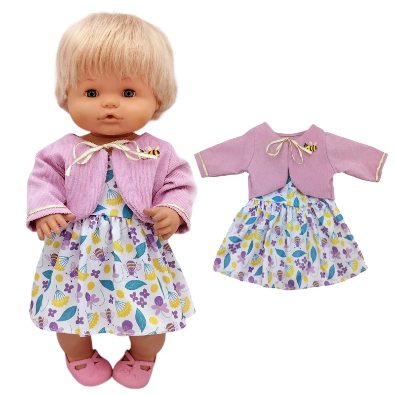 For 40cm Nenuco Doll Clothes 17" Baby Doll Blue Flower Dress Toys Clothing