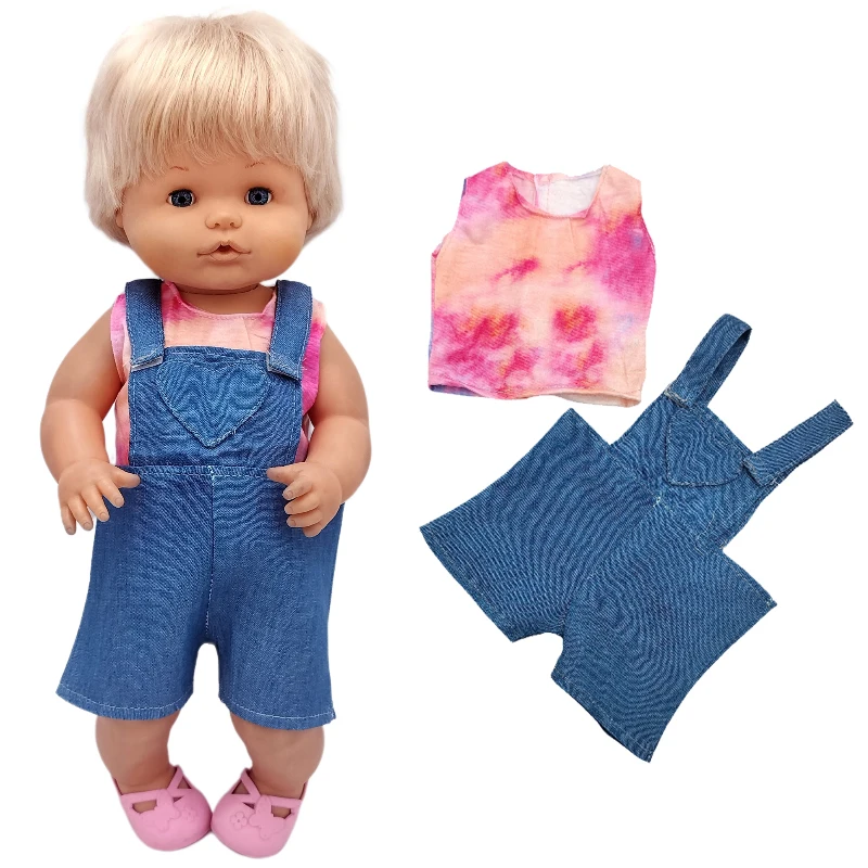 For 40cm Nenuco Doll Clothes 17" Baby Doll Blue Flower Dress Toys Clothing