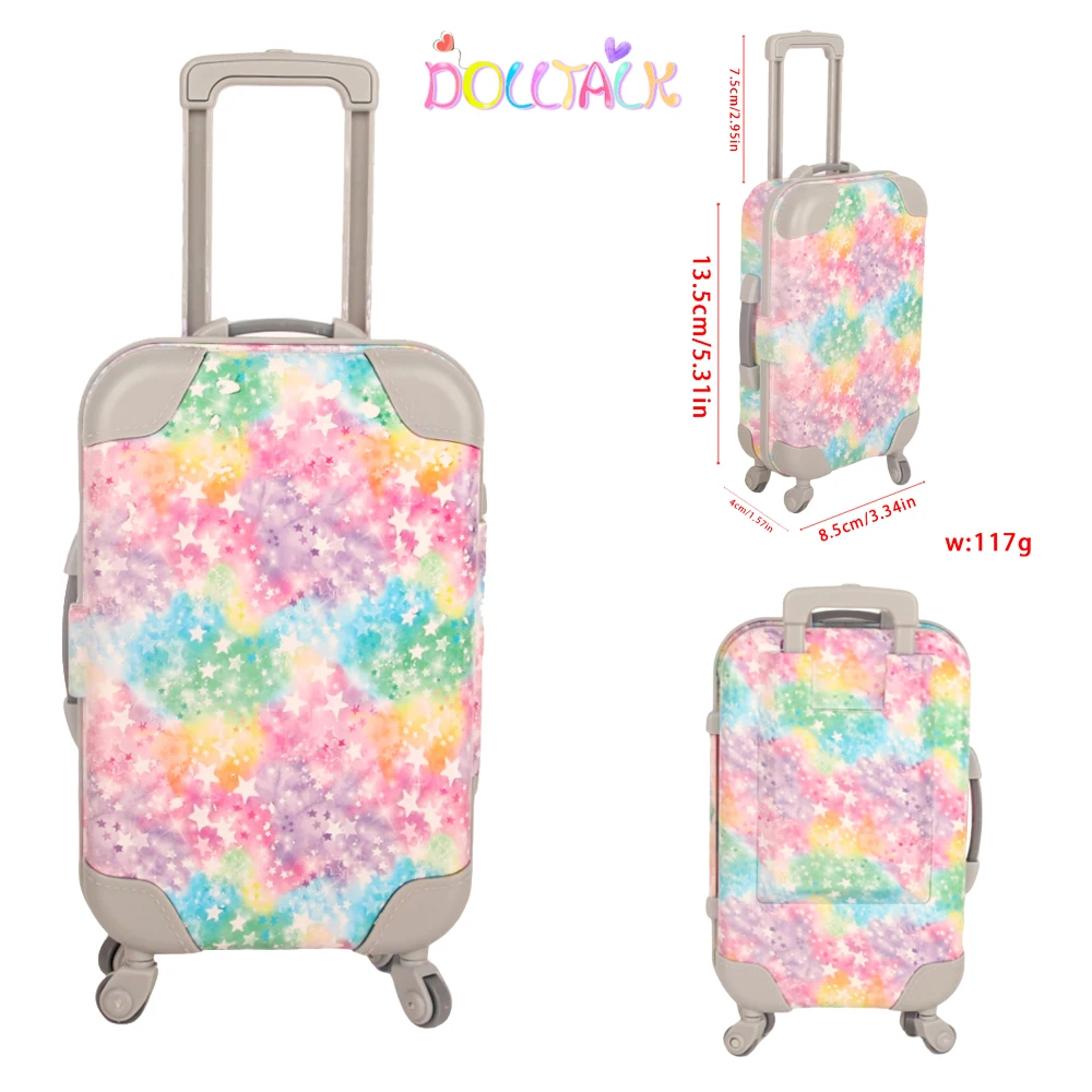Colorful Coating Baby Suitcase Rainbow Color Plastic Trunk For 43cm Baby New Born&18 inch American/OG Girl Doll Children Toys