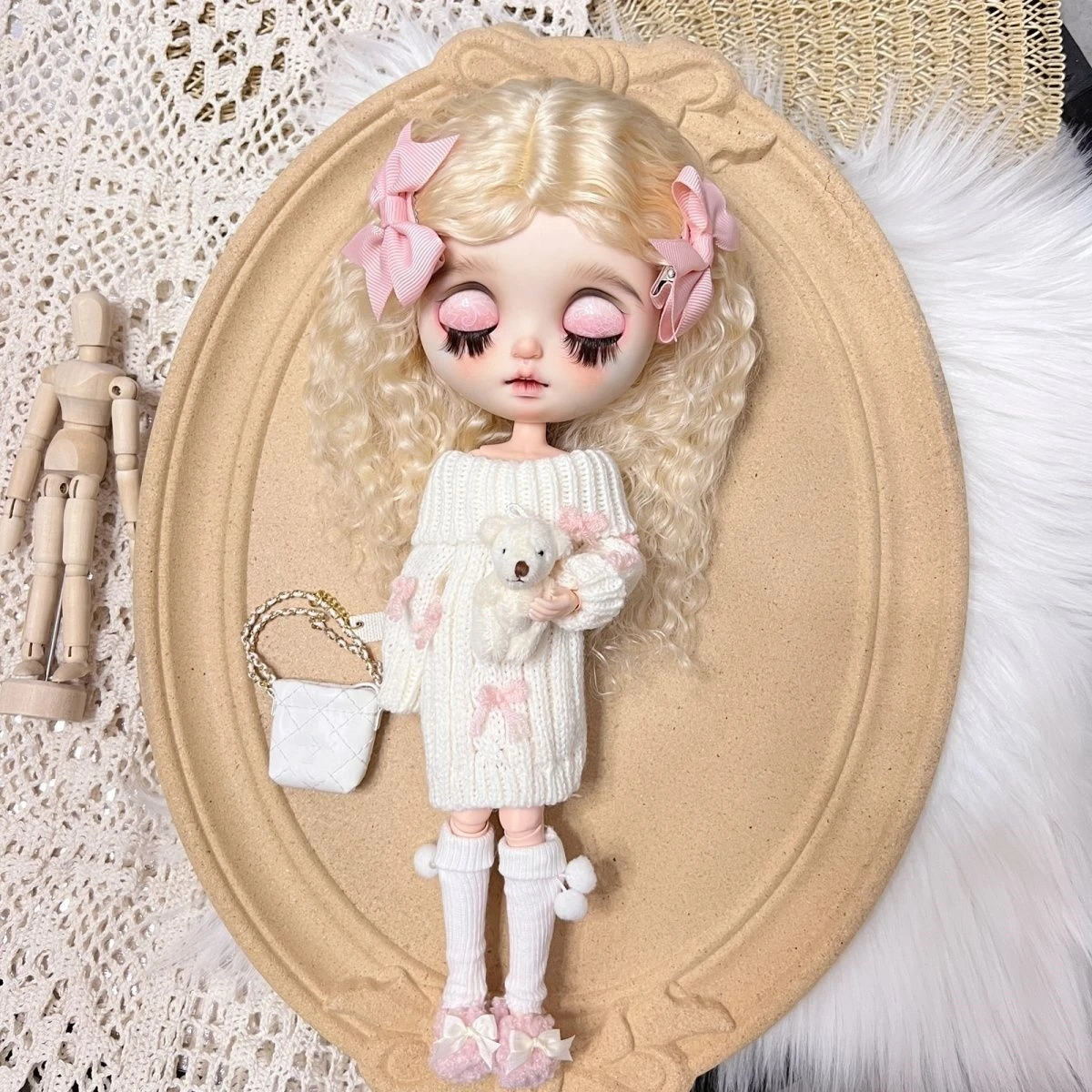 Blythe Doll Clothes Sweater Skirt Set Handmade 28-30cm OB22 OB24 AZ, One Dress for Blythe Doll Accessories