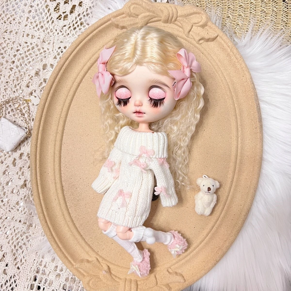 Blythe Doll Clothes Sweater Skirt Set Handmade 28-30cm OB22 OB24 AZ, One Dress for Blythe Doll Accessories