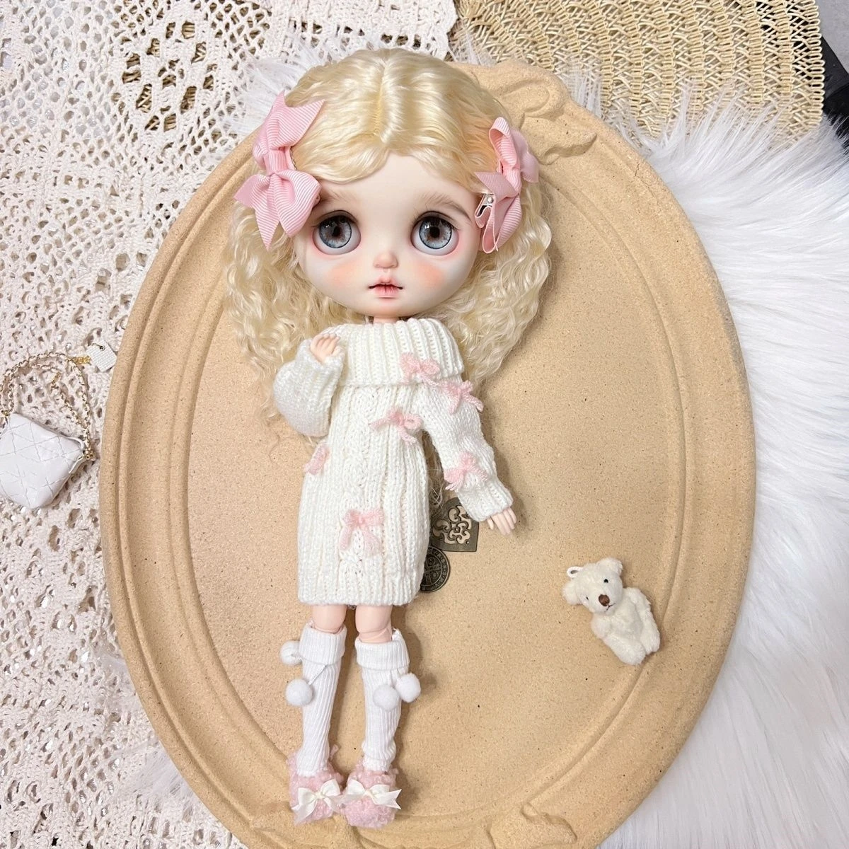 Blythe Doll Clothes Sweater Skirt Set Handmade 28-30cm OB22 OB24 AZ, One Dress for Blythe Doll Accessories