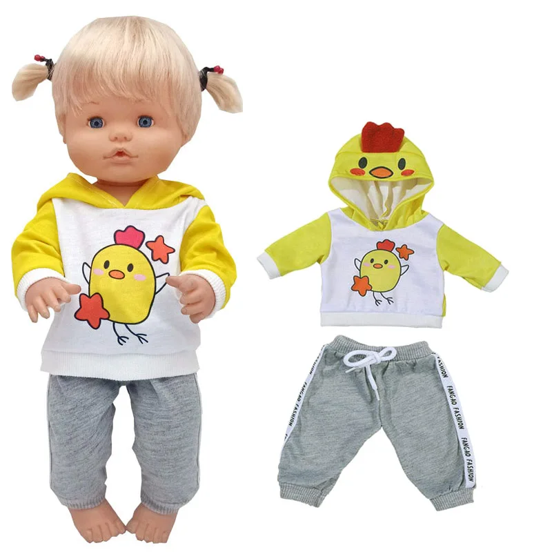 16" Baby Doll Clothes Hoody Coat Yellow Duck 40cm Nenuco Doll Winter Vest Children Gift Toys Costume Girl's Gifts