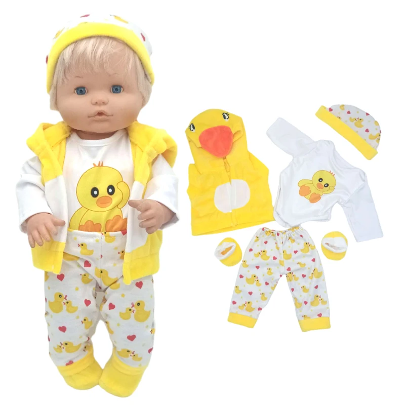 16" Baby Doll Clothes Hoody Coat Yellow Duck 40cm Nenuco Doll Winter Vest Children Gift Toys Costume Girl's Gifts