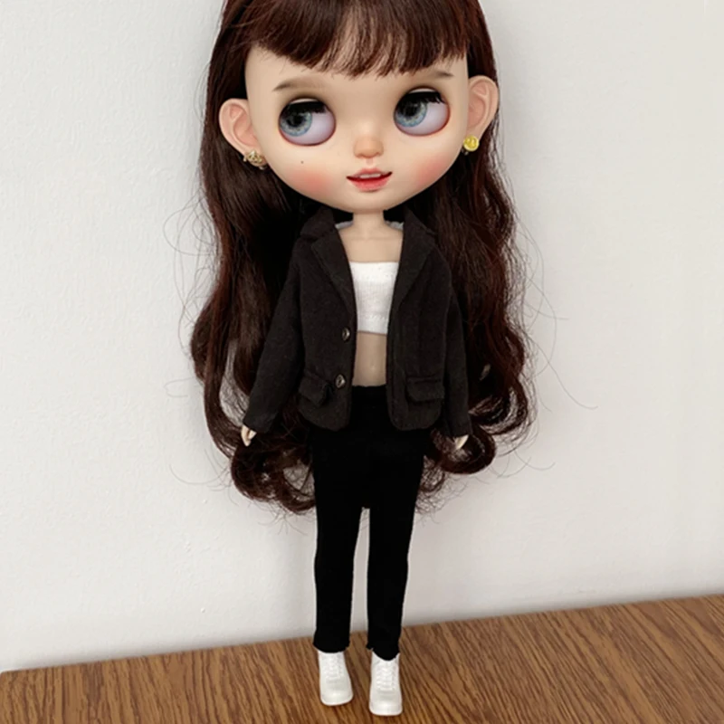 Fashion Handmade Workplace Suit Coat Tube Top and Pants Clothes for Blyth Azone OB24 Licca Doll Outfits Accessories