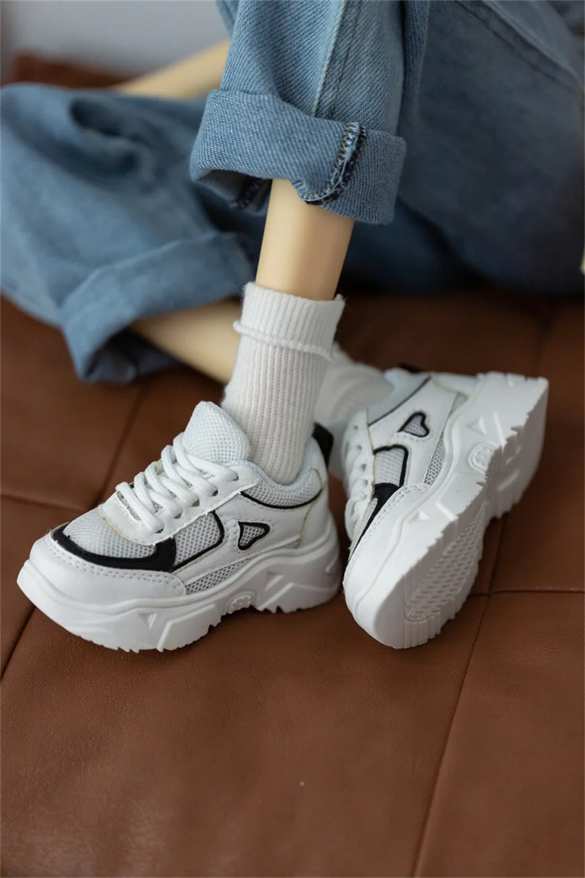 BJD Doll Shoes Toy 1/4 1/3 ID75 Boys Girls Exercise Handsome Soft Soled Sports Black White Sneaker Casual Shoes Doll Accessories