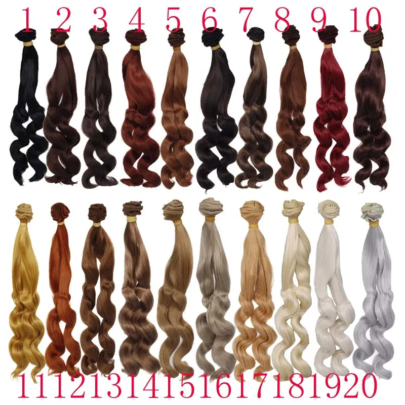 Russian Handmade Doll Hair 25 cm High Temperature Curly Hair for 1/3 1/4 1/6 BJD DIY Curly Doll Wigs Tree
