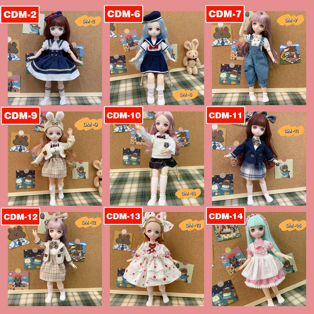 Lovely BJD Doll Clothes 1/6 Princess Dress Baby Clothes for Dolls 30cm Two-Dimensional Anime School Uniform for Girls