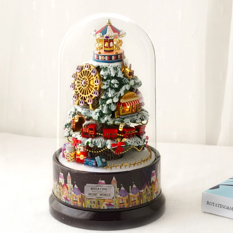 DIY Wooden Doll House Miniature Kits With Furniture Princess Villa Assembled Glass Ball Casa Dollhouse Toys for Girls Gifts