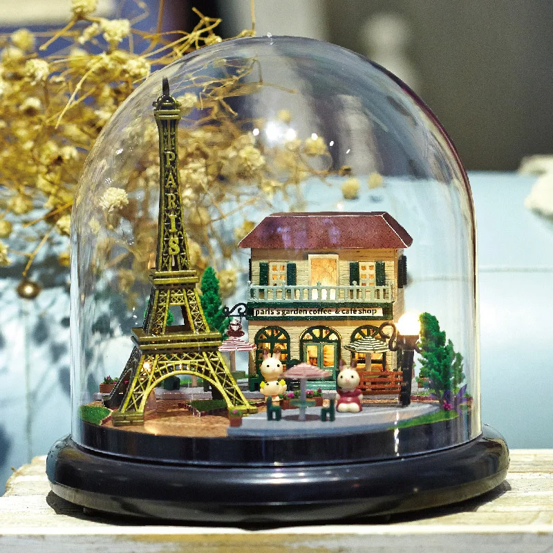 DIY Wooden Doll House Miniature Kits With Furniture Princess Villa Assembled Glass Ball Casa Dollhouse Toys for Girls Gifts