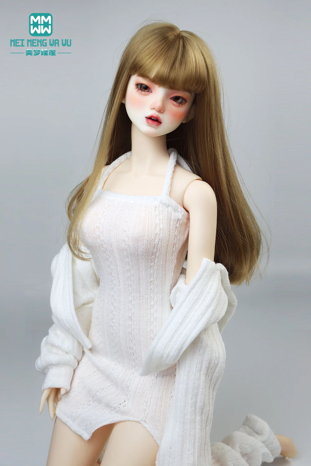 Fashion Knit Slit Skirt Sweater Jacket Grey Pink White Fit 43-60cm 1/3 1/4DD SD BJD Doll Clothes Accessories