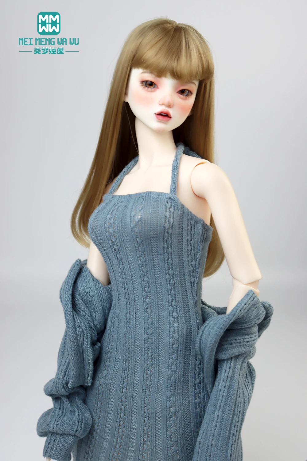 Fashion Knit Slit Skirt Sweater Jacket Grey Pink White Fit 43-60cm 1/3 1/4DD SD BJD Doll Clothes Accessories