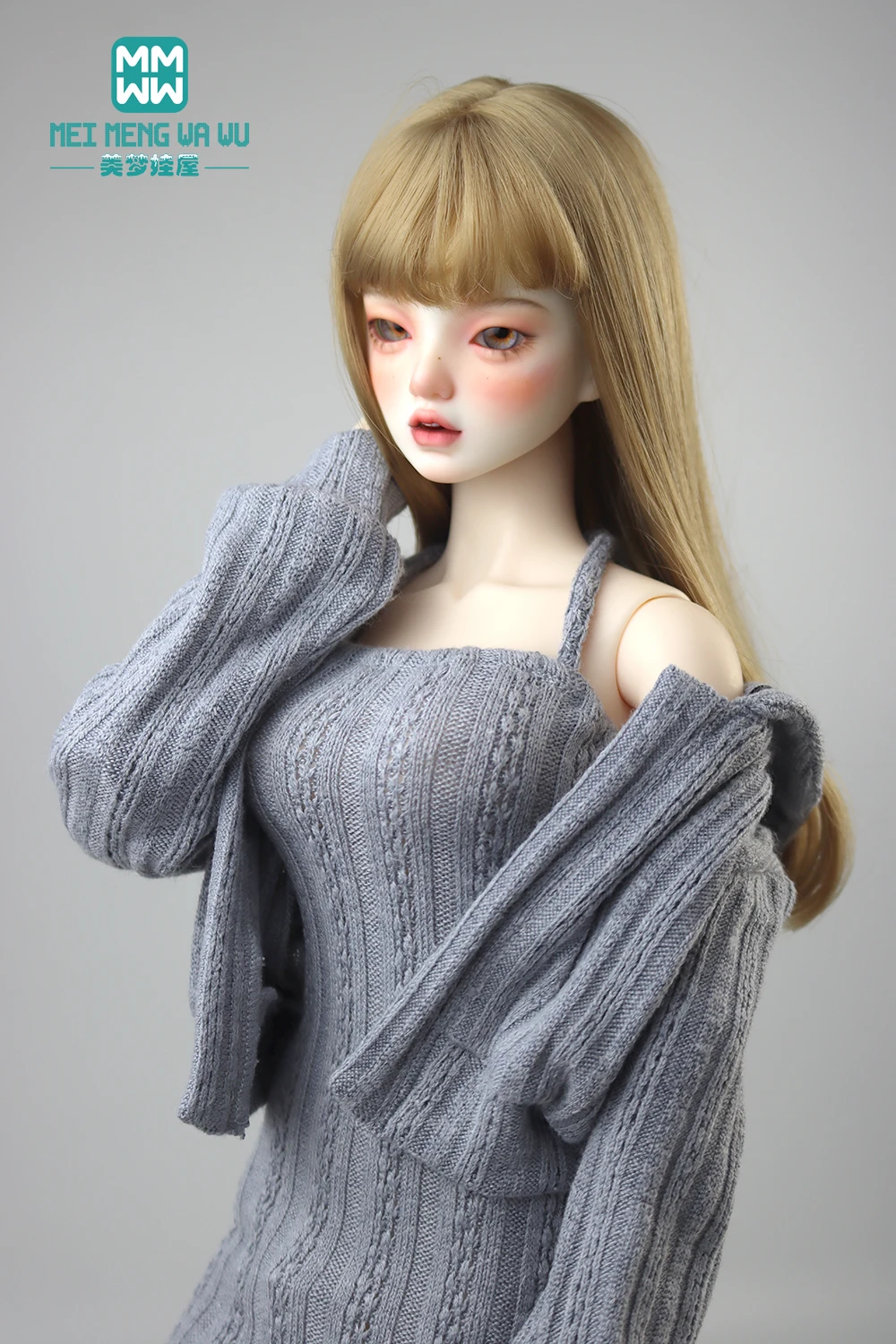 Fashion Knit Slit Skirt Sweater Jacket Grey Pink White Fit 43-60cm 1/3 1/4DD SD BJD Doll Clothes Accessories