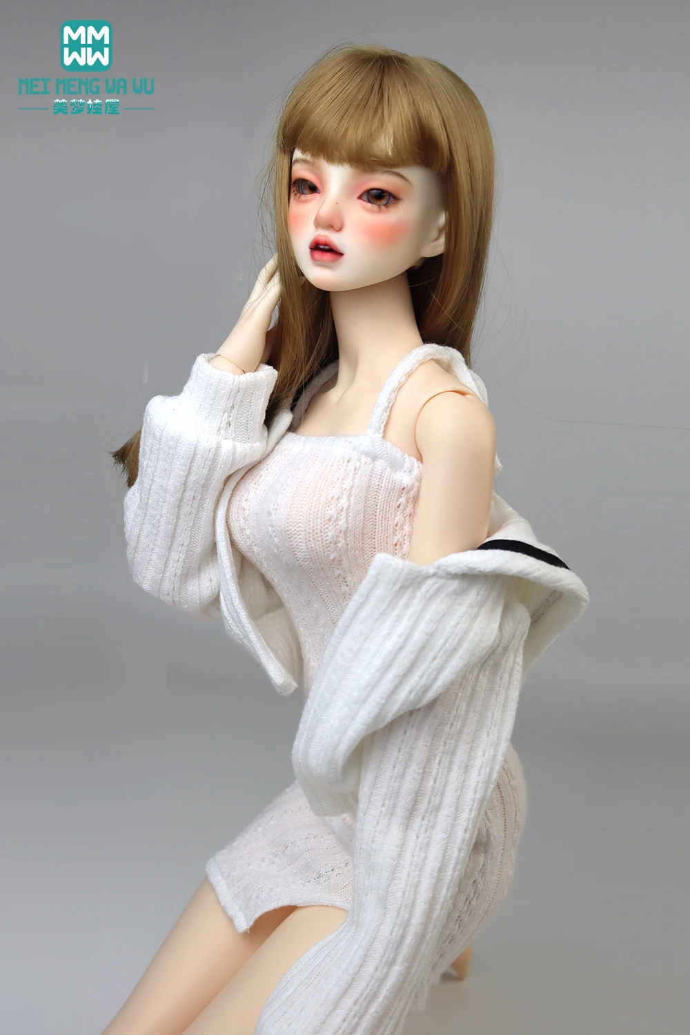 Fashion Knit Slit Skirt Sweater Jacket Grey Pink White Fit 43-60cm 1/3 1/4DD SD BJD Doll Clothes Accessories