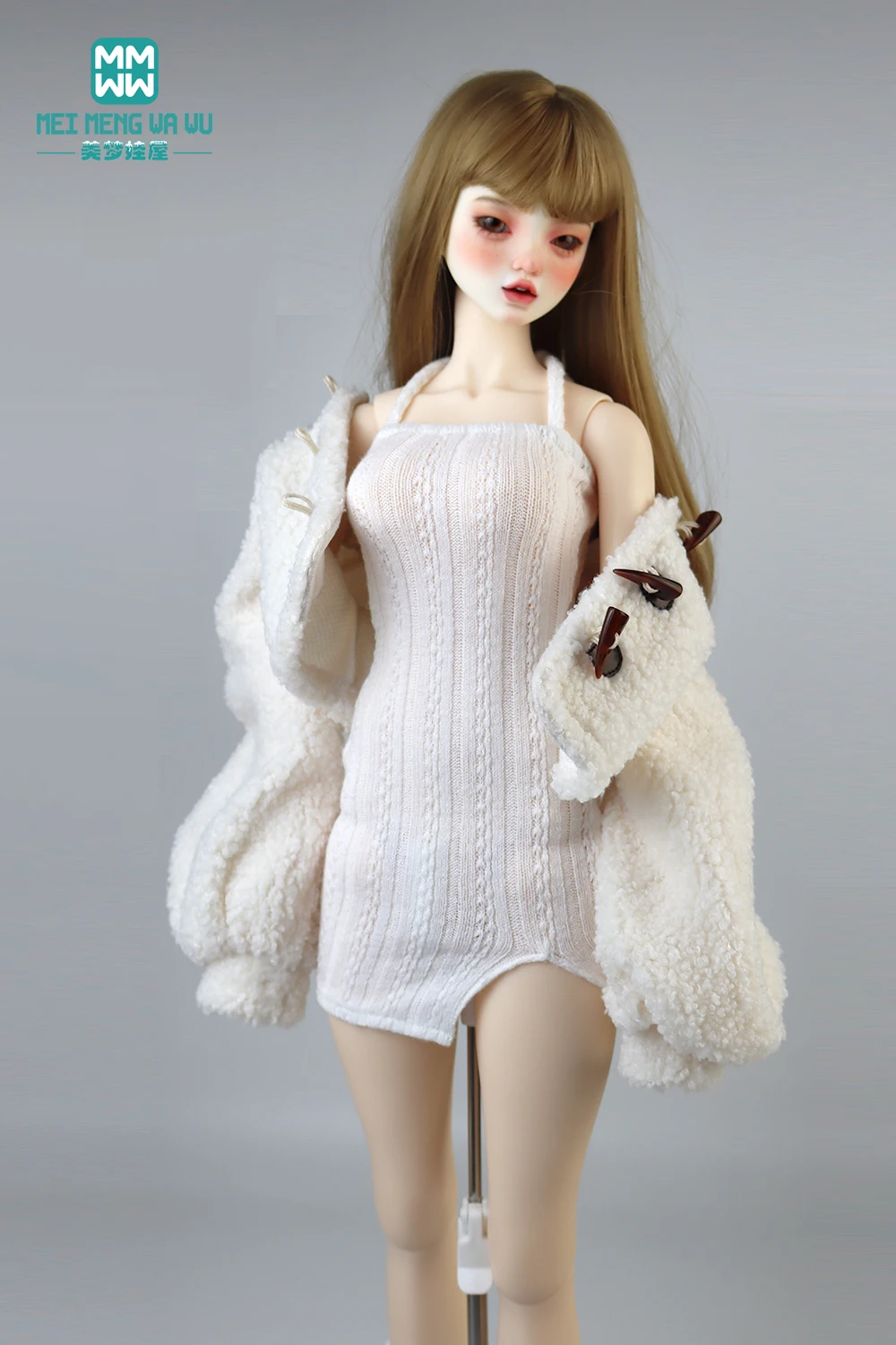 Fashion Knit Slit Skirt Sweater Jacket Grey Pink White Fit 43-60cm 1/3 1/4DD SD BJD Doll Clothes Accessories