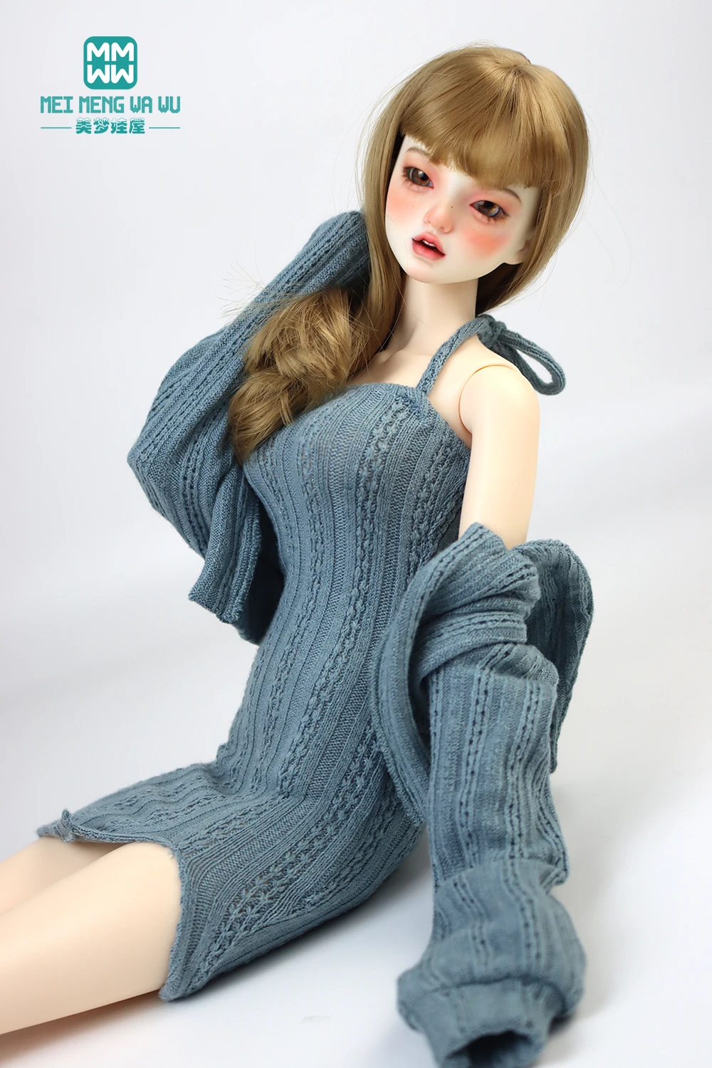 Fashion Knit Slit Skirt Sweater Jacket Grey Pink White Fit 43-60cm 1/3 1/4DD SD BJD Doll Clothes Accessories