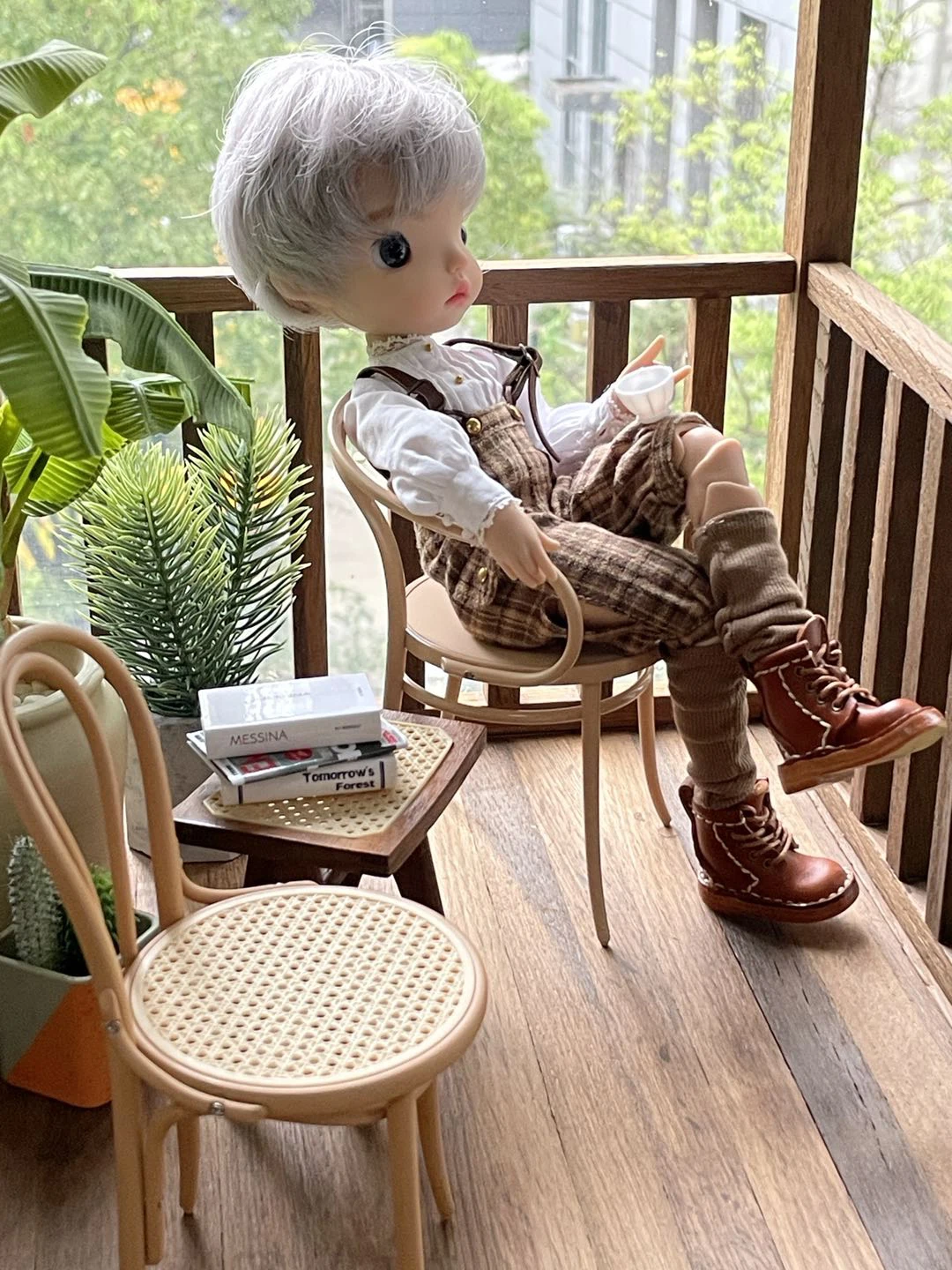 1/6 Dollhouse Bjd Miniature Furniture Metal Chair Doll House Accessories Wooden Chair for Dollhouse Decor Accessories