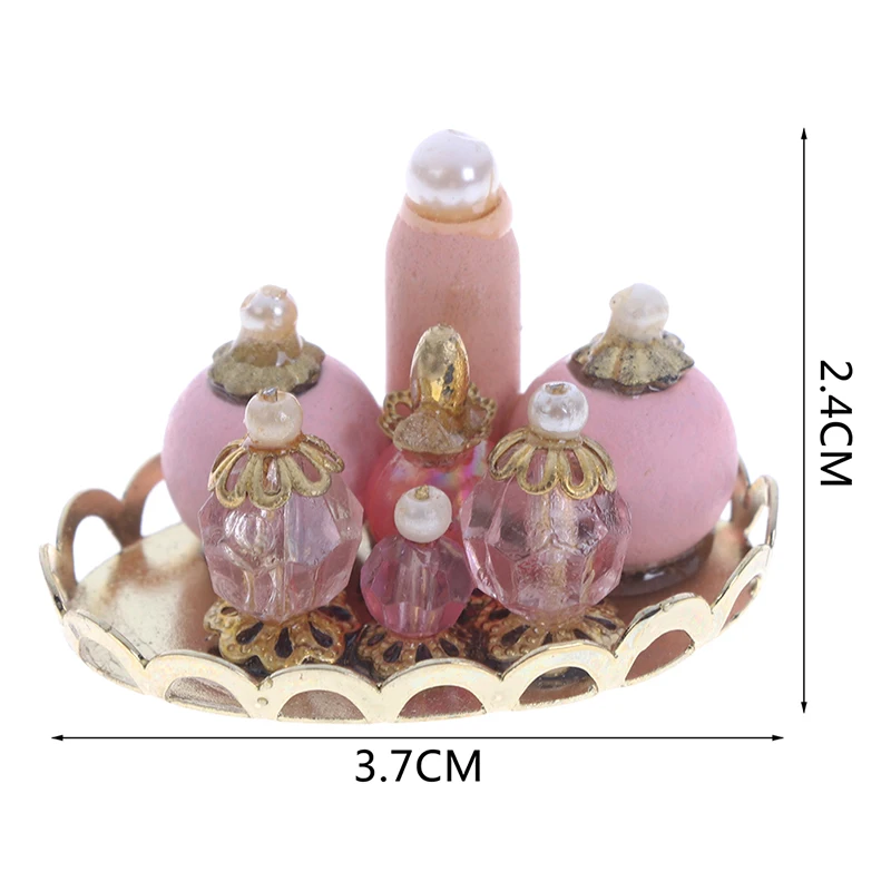 1:12 Dollhouse Miniature Pink Perfume Tray Model Dolls House Bedroom Bath Decor