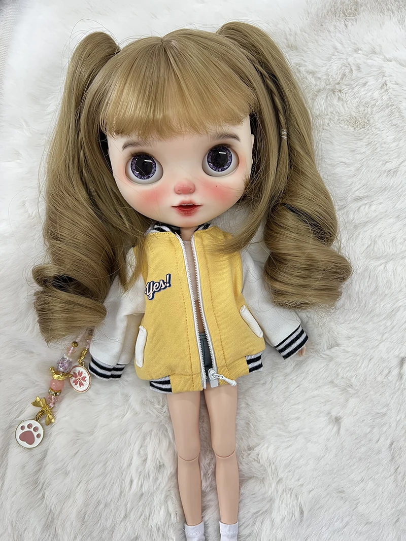 Blyth Dolls Clothing Fashion Jacket Casual Jacket Dolls Baseball Coat For Azone Ob22 Ob24 Ymy Body Licca Ob27 Doll (Only Coat)