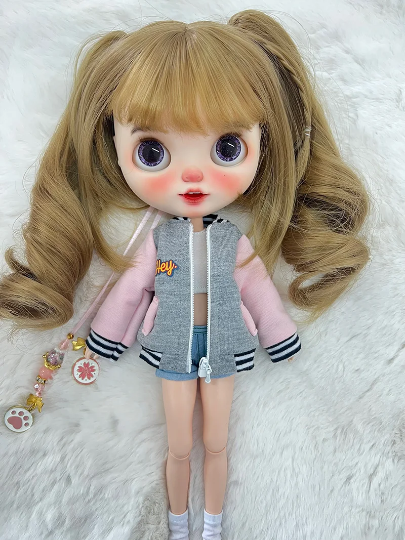 Blyth Dolls Clothing Fashion Jacket Casual Jacket Dolls Baseball Coat For Azone Ob22 Ob24 Ymy Body Licca Ob27 Doll (Only Coat)