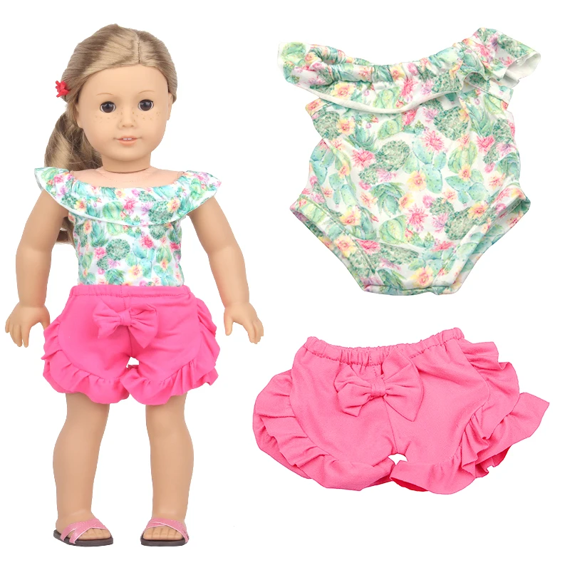 Baby Doll Clothes Dress Flamingo Cute Summer Skirt Bodysuit For 18 Inch American&43cm Reborn New Born Doll OG Girl`s Toy Doll