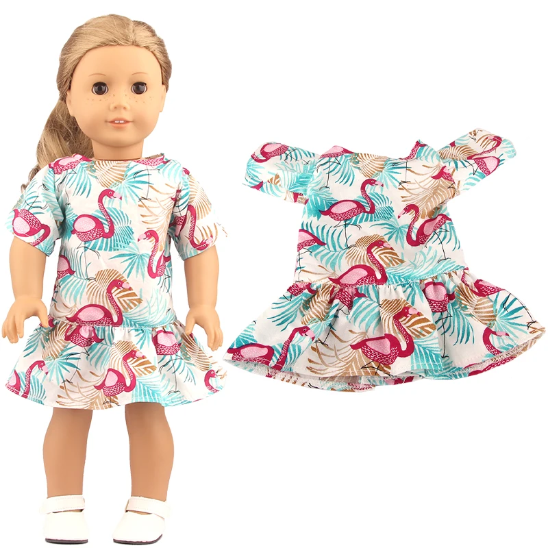 Baby Doll Clothes Dress Flamingo Cute Summer Skirt Bodysuit For 18 Inch American&43cm Reborn New Born Doll OG Girl`s Toy Doll