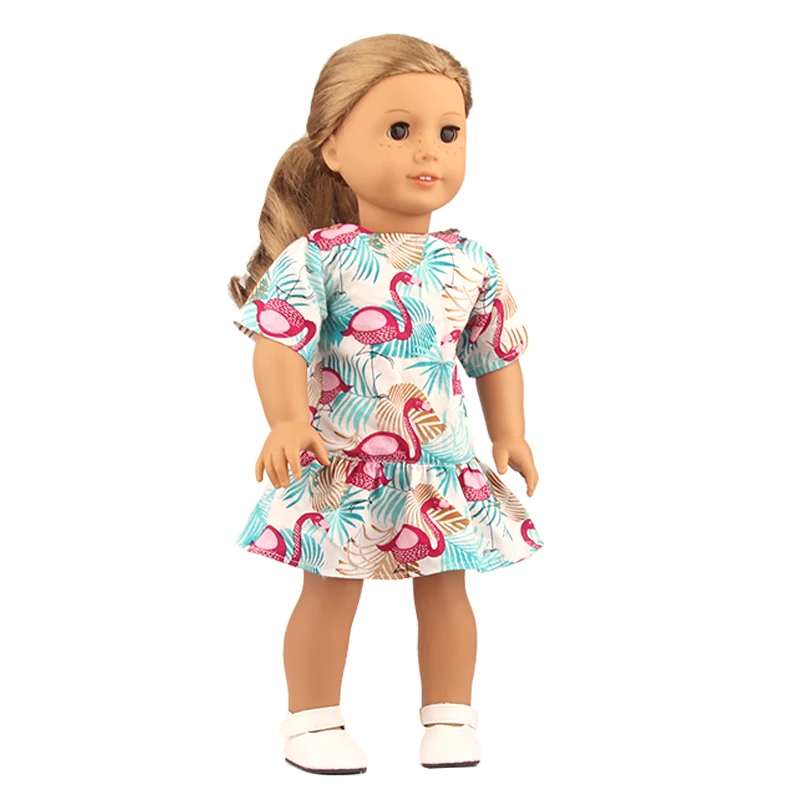 Baby Doll Clothes Dress Flamingo Cute Summer Skirt Bodysuit For 18 Inch American&43cm Reborn New Born Doll OG Girl`s Toy Doll
