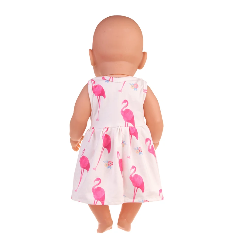 Baby Doll Clothes Dress Flamingo Cute Summer Skirt Bodysuit For 18 Inch American&43cm Reborn New Born Doll OG Girl`s Toy Doll