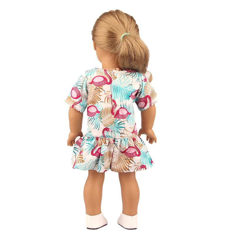 Baby Doll Clothes Dress Flamingo Cute Summer Skirt Bodysuit For 18 Inch American&43cm Reborn New Born Doll OG Girl`s Toy Doll