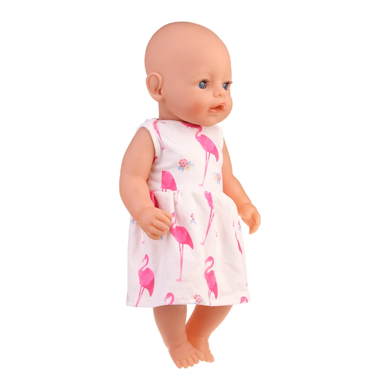 Baby Doll Clothes Dress Flamingo Cute Summer Skirt Bodysuit For 18 Inch American&43cm Reborn New Born Doll OG Girl`s Toy Doll
