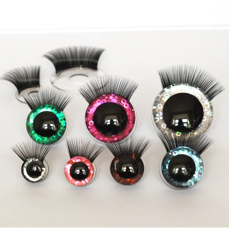 20pcs 12-30mm 3D Mixed Color Safety Toy eyes +Eyelash for amigurumi crochet stuffed animal