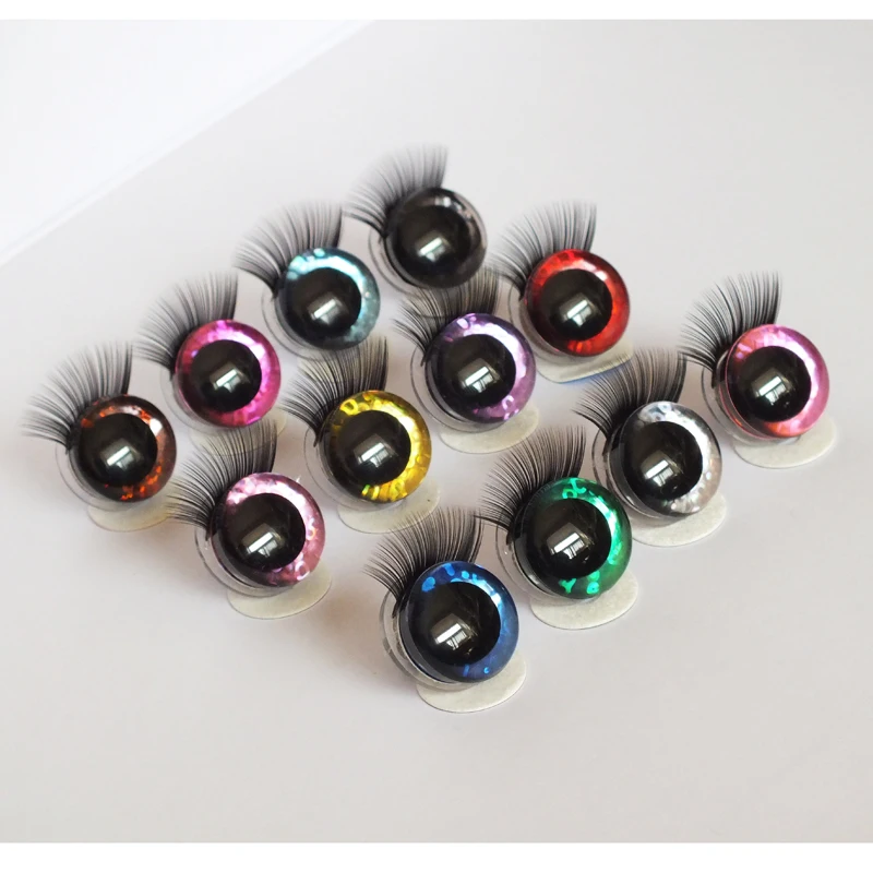 20pcs 12-30mm 3D Mixed Color Safety Toy eyes +Eyelash for amigurumi crochet stuffed animal