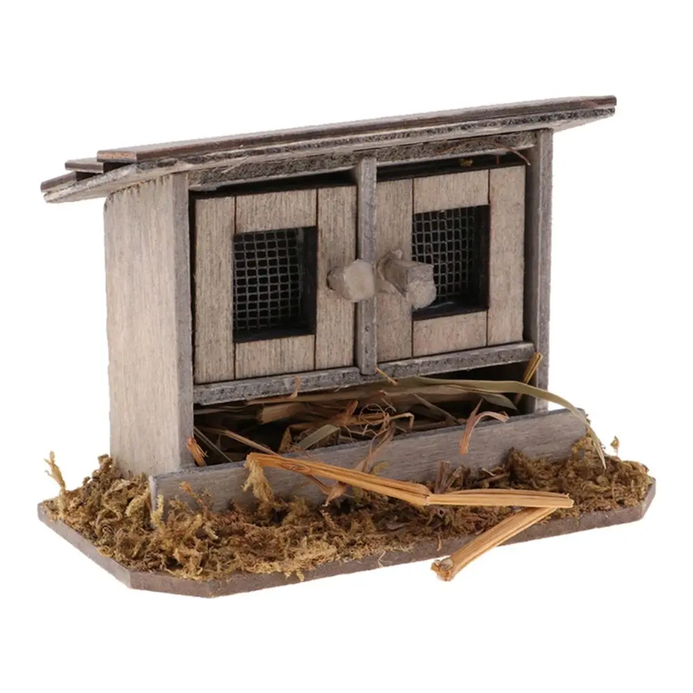 1:12 Fairy Garden Micro Landscape Outdoor Scene Model Miniature Chicken Coop Mini Arch Bridge Dollhouse Decor Dolls Accessory