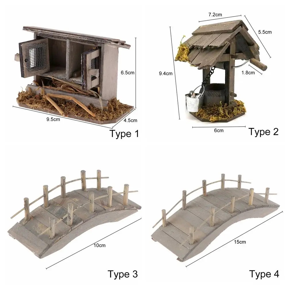 1:12 Fairy Garden Micro Landscape Outdoor Scene Model Miniature Chicken Coop Mini Arch Bridge Dollhouse Decor Dolls Accessory