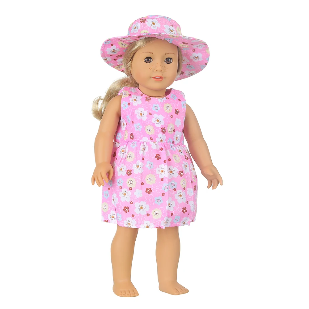 New Doll Dress +Hat Suit For 18 inch American Doll Girl Strawberry Doll Skirt Fit 43 cm New Baby Born Doll & Our Generation