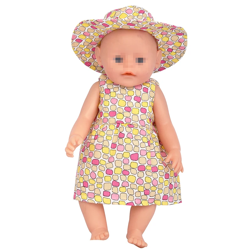 New Doll Dress +Hat Suit For 18 inch American Doll Girl Strawberry Doll Skirt Fit 43 cm New Baby Born Doll & Our Generation