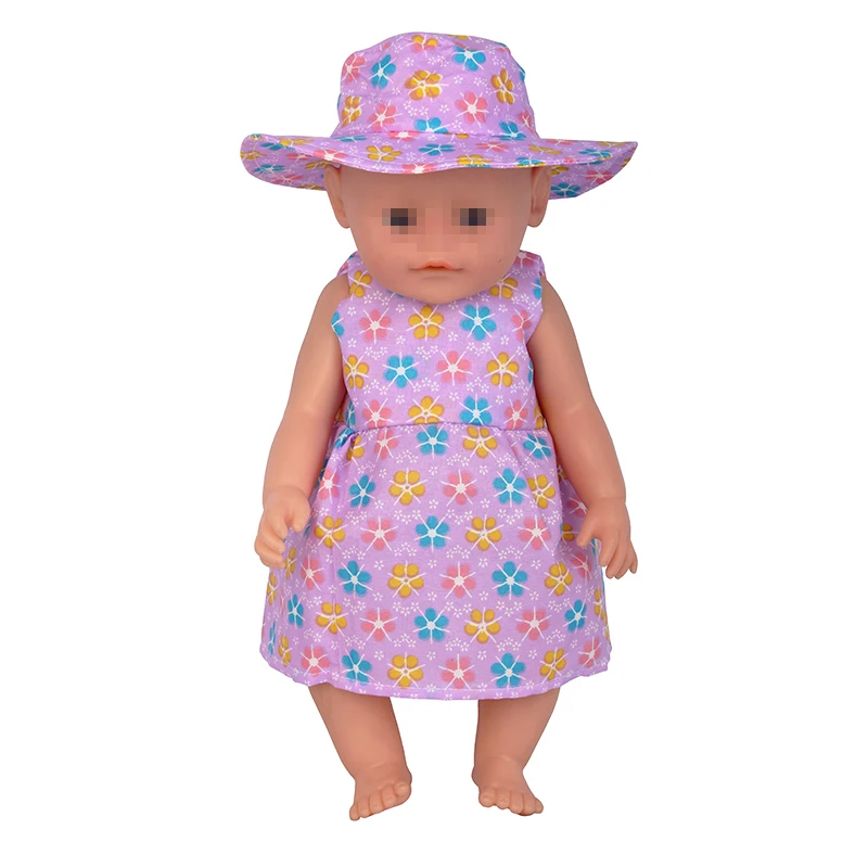 New Doll Dress +Hat Suit For 18 inch American Doll Girl Strawberry Doll Skirt Fit 43 cm New Baby Born Doll & Our Generation