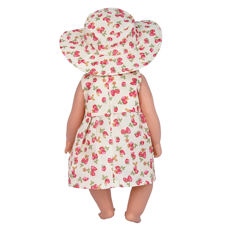 New Doll Dress +Hat Suit For 18 inch American Doll Girl Strawberry Doll Skirt Fit 43 cm New Baby Born Doll & Our Generation