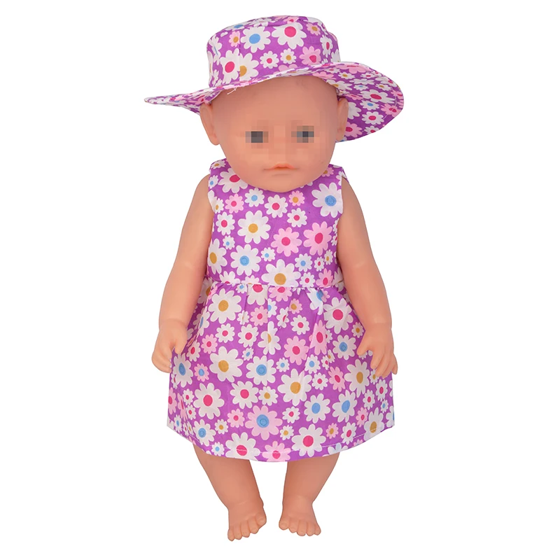 New Doll Dress +Hat Suit For 18 inch American Doll Girl Strawberry Doll Skirt Fit 43 cm New Baby Born Doll & Our Generation