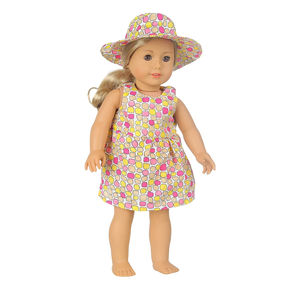 New Doll Dress +Hat Suit For 18 inch American Doll Girl Strawberry Doll Skirt Fit 43 cm New Baby Born Doll & Our Generation