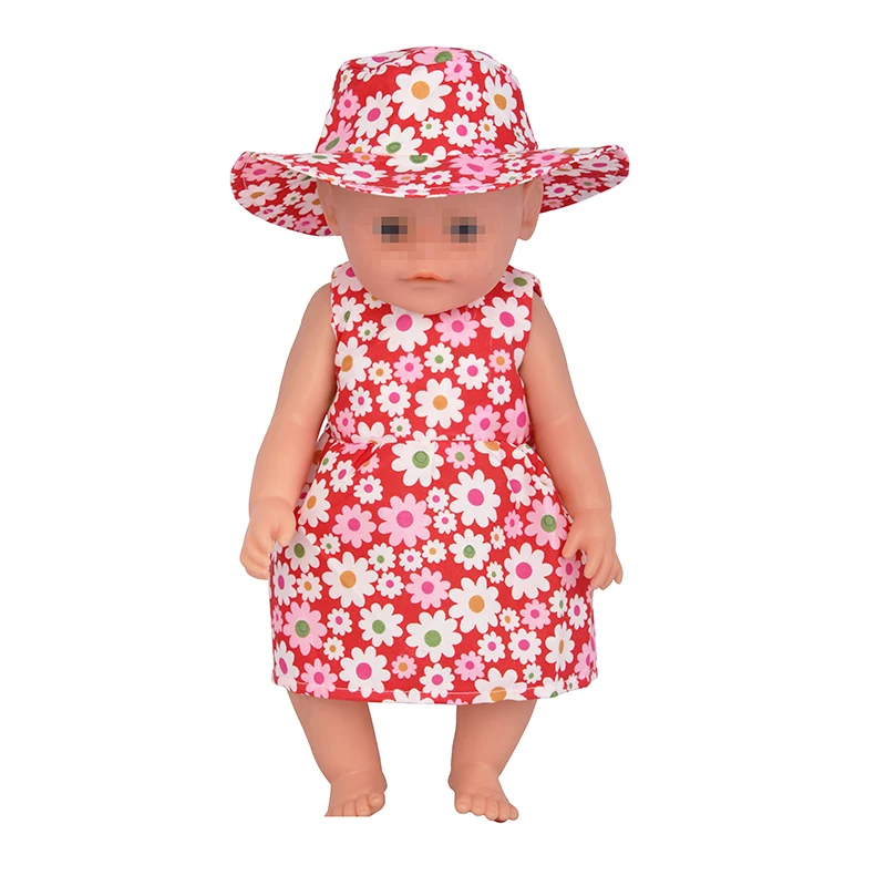 New Doll Dress +Hat Suit For 18 inch American Doll Girl Strawberry Doll Skirt Fit 43 cm New Baby Born Doll & Our Generation