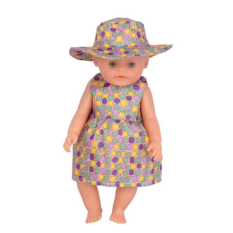 New Doll Dress +Hat Suit For 18 inch American Doll Girl Strawberry Doll Skirt Fit 43 cm New Baby Born Doll & Our Generation